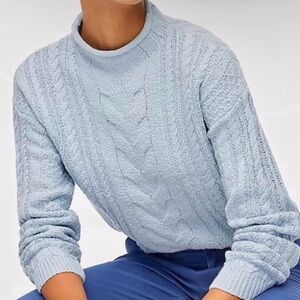 J. Crew- Cable Knit Roll Neck Sweater. Powder Blue. Size: Small